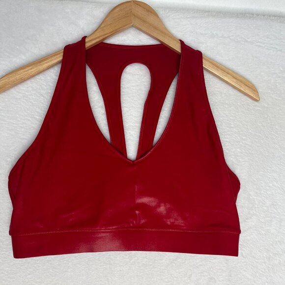 Carbon 38 Action Bra 2.0 Metallic Red Dahlia Racerback Sports Bra Workout sz L - Picture 9 of 11